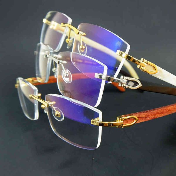

2022 factory wholesale new square clear men wood luxury designer frames vintage rimless transparent glasses buffs eyewear, White;black