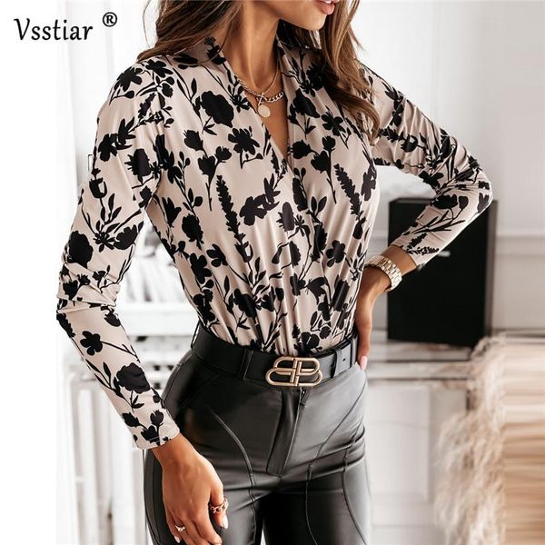 

winter print women's blouse 2020 v neck casual long sleeve ladies fashion autumn plus size slim office shirts clothes, White