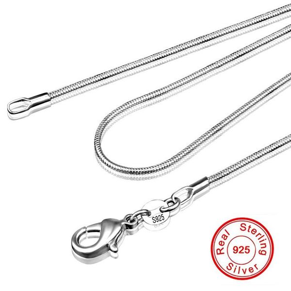 

chains handmade 16-28inch 100% 925 sterling silver chokers necklaces charm 1mm snake for women men fine jewelry