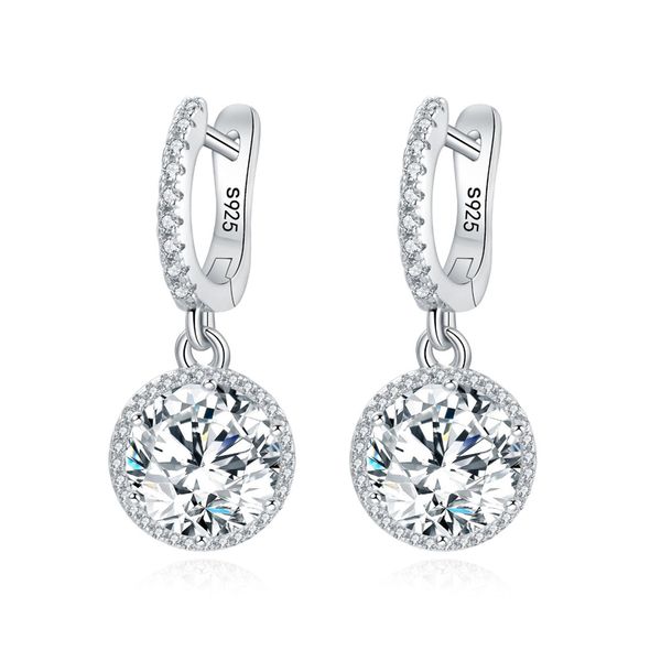 

knobspin 100% 925 sterling silver round 5 carats engagement stud earrings for women high carbon diamond party fine jewelry gifts, Golden;silver