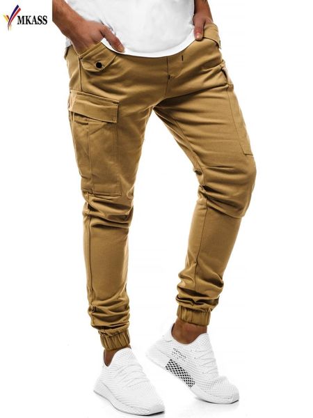 

men's pants mkass autumn large foot pocket casual sports slim, Black