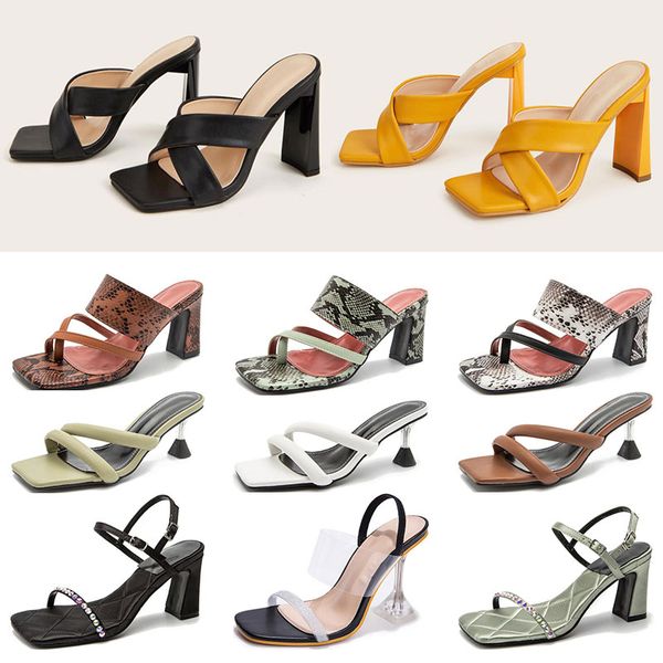 

womens stiletto fashionable colorful flip-flop sandals buckle toe blackjack high heels cross straps open toe clear crystal bottom 36-42