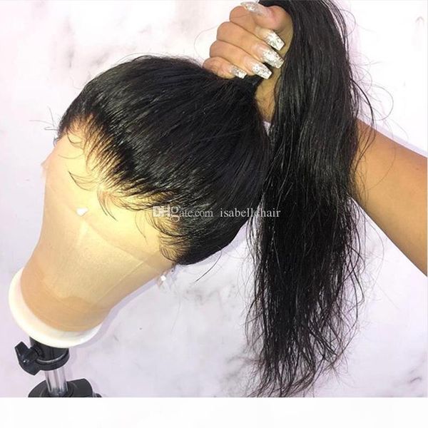 

pre plucked lace front ponytail wigs with baby hair 9a silky straight brazilian virgin full lace human hair wigs for black women, Black;brown