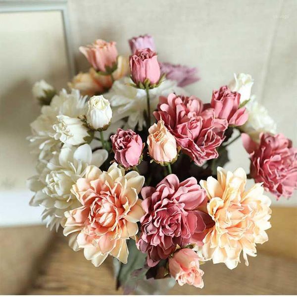 

2 heads artificial flower little lihua fake flower branch red pink purple ins wind wedding home decoration floral1