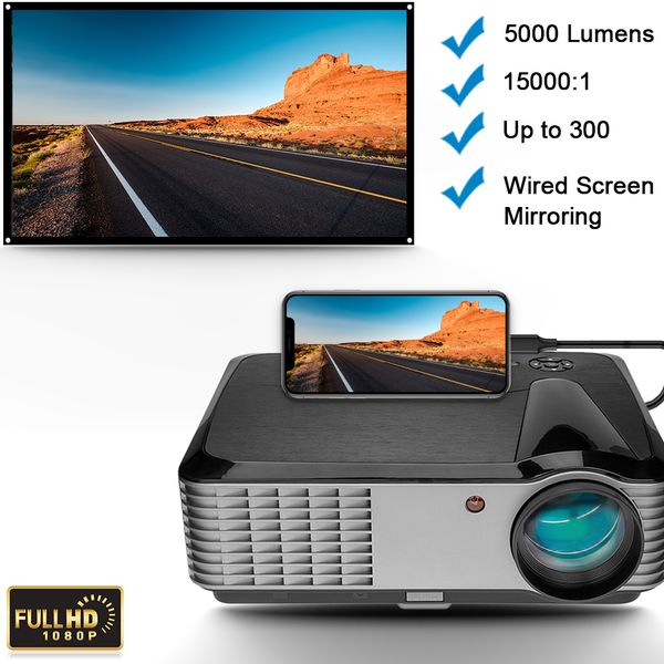 

flzen led projector 1080p 5000 lumen movie projector home theatre projector for bedroom party for tv stick hdmi vga usb lapiphone andr