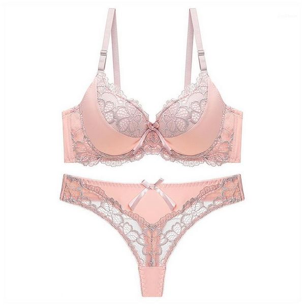 

gym clothing vertvie push up gathered female lace lingerie set women thong bra large size print underwear fashion hollow out brassiere1, White;black
