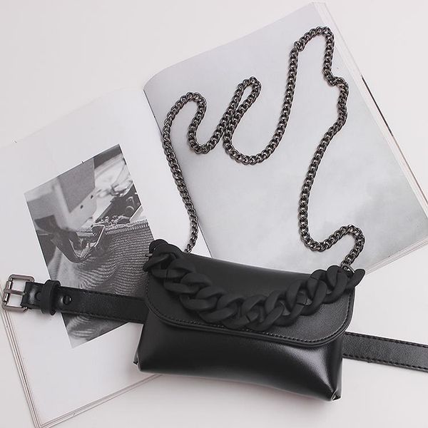 

fashion waist bag belt bags in black color chains for women
