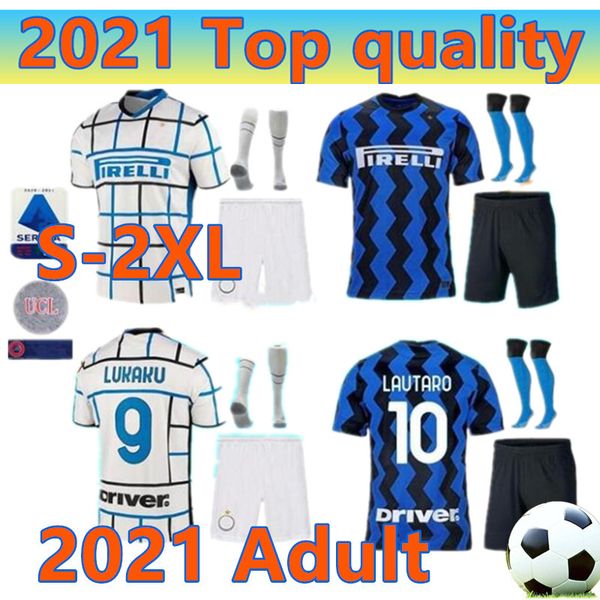 

20 21 lukaku eriksen lautaro home soccer jersey kits 2020 2021 kit alexis sensi skriniar brozovic milan football shirt set uniforms, Black;blue