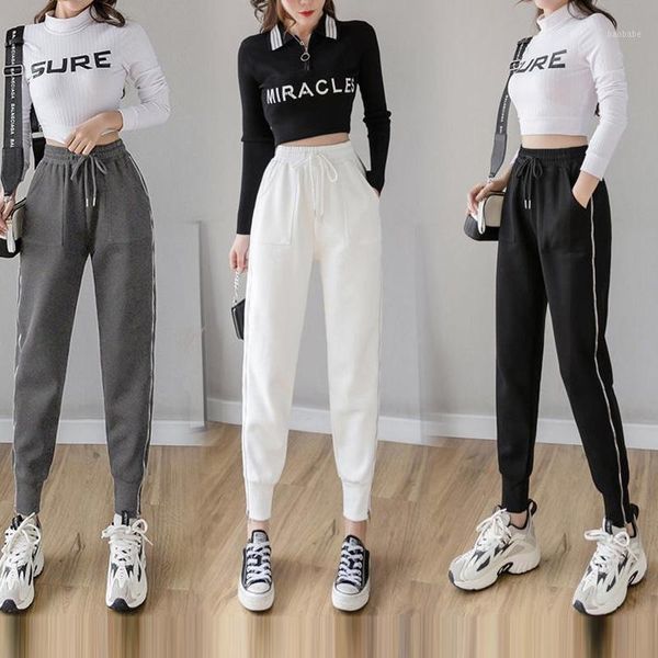 

plus size sweatpants baggy autumn winter outfits for women long sport pants zipper harem pants casual korean trousers bottom1, Black;white