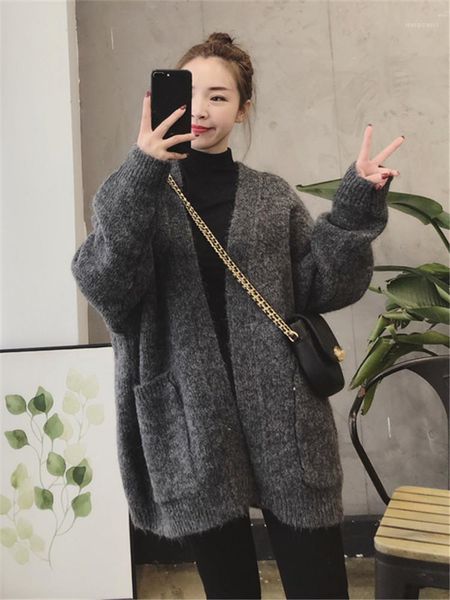 

superaen 2020 winter solid v neck full cardigans sweaters for women1, White