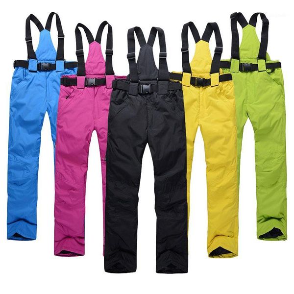 

new outdoor sports women ski pants suspenders men windproof waterproof warm colorful winter snow snowboard trousers1