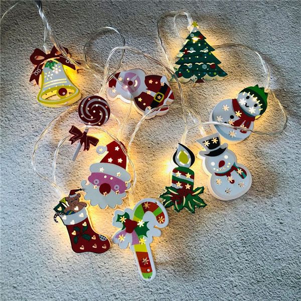 LED de Cordas de Natal de Santa dos desenhos animados do boneco de neve 1.65m 10 LED / 3m 20 LED Natal Luz Cordas para o partido ao ar livre decoração de jardim