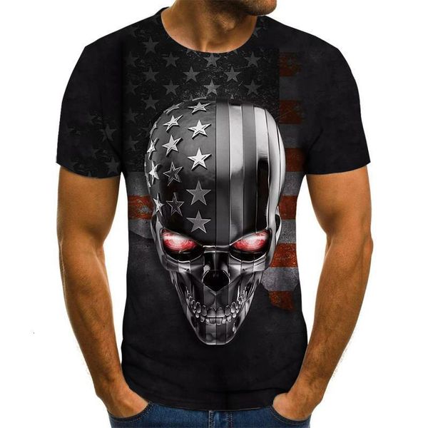 

punk men's t-shirt men's grim reaper 3dt-shirts skull pattern t-shirts summer popular fashion o-neck large size streetwear, White;black