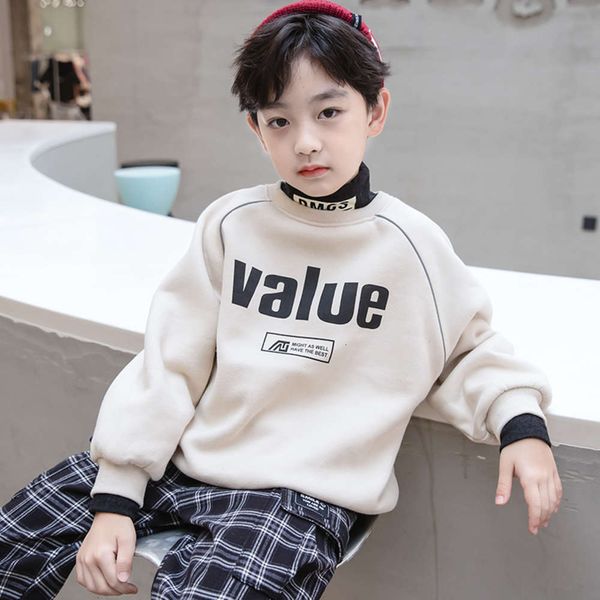 

new winter autumn 2020 and sle boy's big leisure plush thickened sweater var4, Black