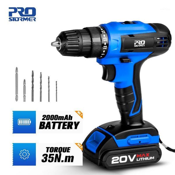 

20v electric screwdriver cordless drill mini wireless power driver power tool 2000mah lithium-ion battery by prostormer1