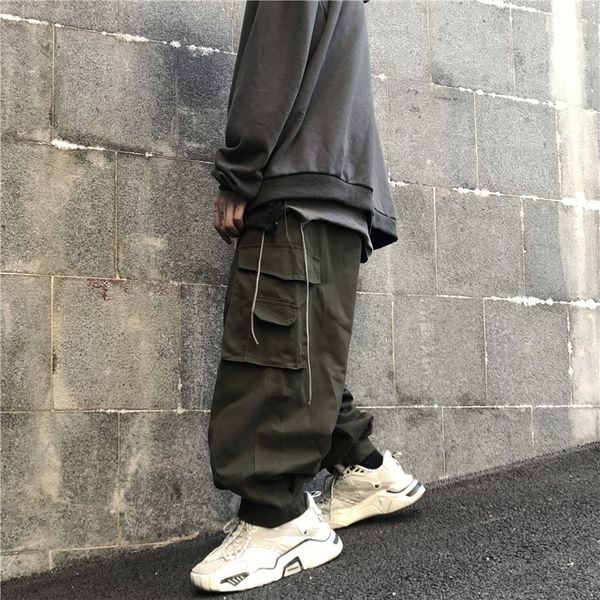 

uxfmd national tide widepants leg sports wide leg pants men's fashion brand loose-fit large-size workwear sports wide men's korean, Blue