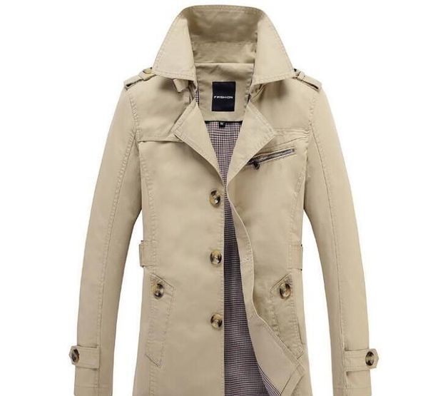 

spring autumn new men's trench coat fashion man medium-long british style slim jacket windbreaker male outerwear plus size xs-4xl, Black;brown