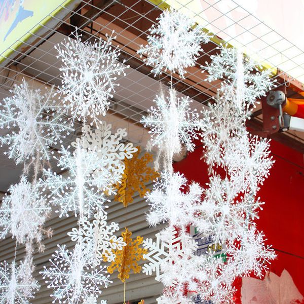 

6/11/15/18/23/30cm snowflake christmas decoration snowflake christmas tree ornament pendant plastic snow flake xmas party supplies
