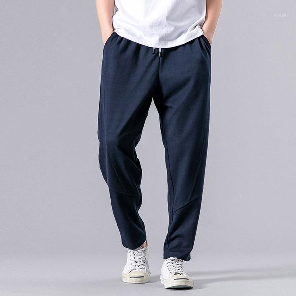

men's loose casual trousers spring and autumn sports pants lace up harem pants chinese style men's plus size1, Black