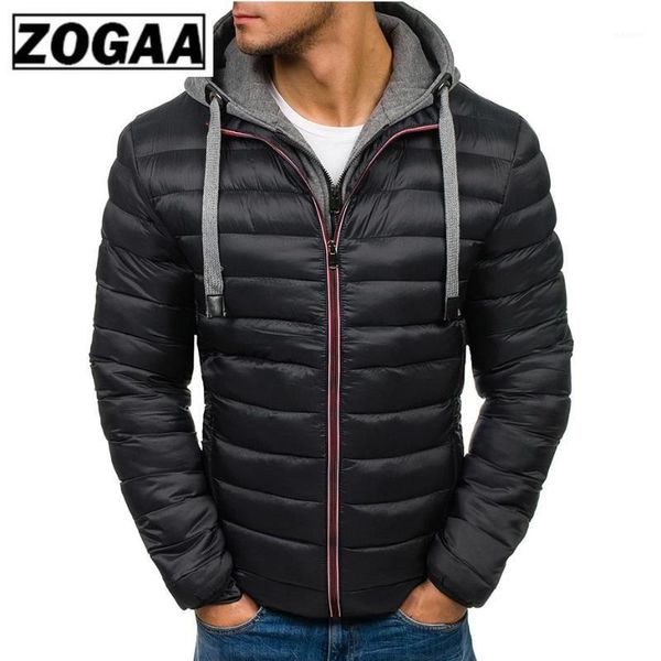 

zogaa men jacket coats thicken warm winter windproof jackets hooded outwear cotton-padded jacket zipper hip hop cotton hooded1, Black