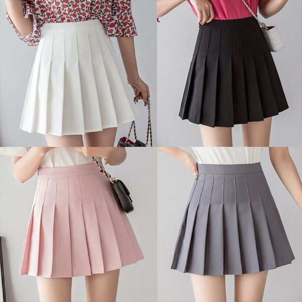 

students mini skirts pleated school skirt girls bottoms skirt with lining for female drop shipping, Black