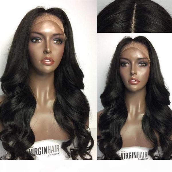 

peruvian full lace wig human hair deep body wave full lace front wigs with baby hair bleached knots lace wig, Black;brown