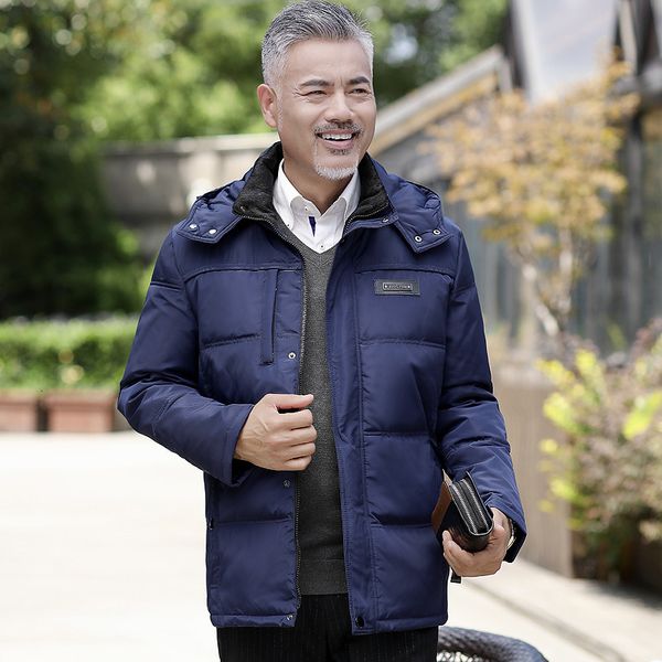 

down jacket for old men's and middle-aged dad's winter coat, Black;brown