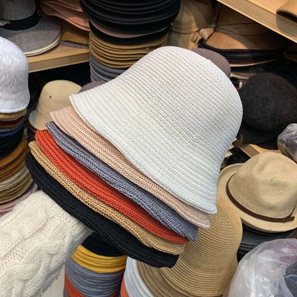 

flax pure color fisherman's hat in spring and summer, Blue;gray