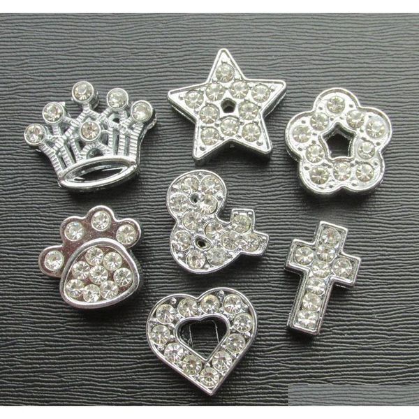 

100pcs/lot zinc alloy diy rhinestone slide parts for pet collars bands diy slider accessories charms xxfie
