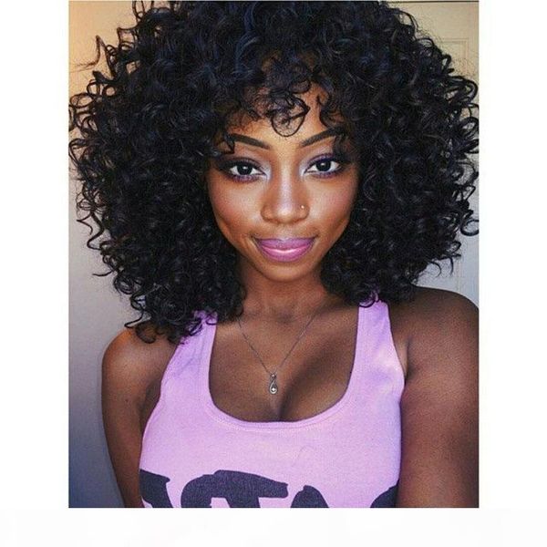 

150-300grams 250% heavy density human hair wig curly u part human hair wig brazilian hair lace front wig for black women, Black;brown