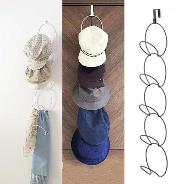 

hooks & rails multi layers baseball cap storage rack nail hat scarf hanging display with 5 loops hanger for caps1