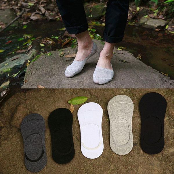 

2021 new fashion casual men socks 100% cotton banboo male invisible slippers shallow mouth socks comfortable, Black