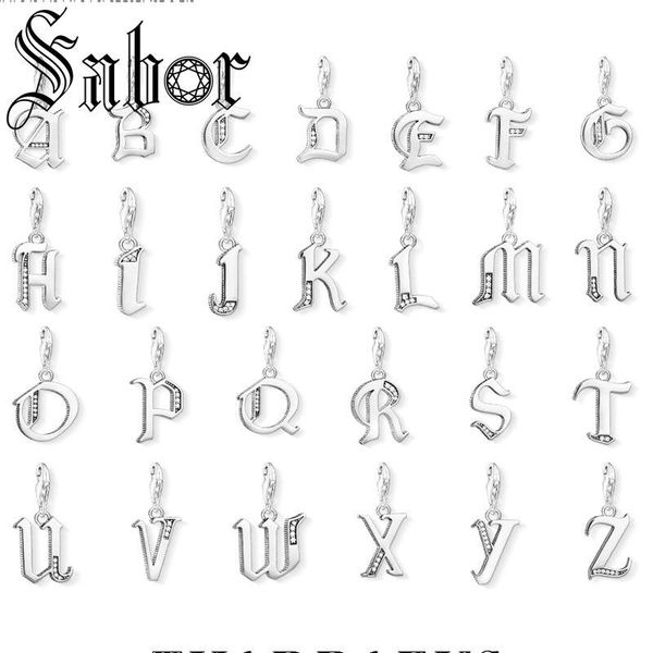 

charms silver plated lucky letters abc word pendant charm fashion jewelry gift for women men fit bracelet necklace, Bronze;silver