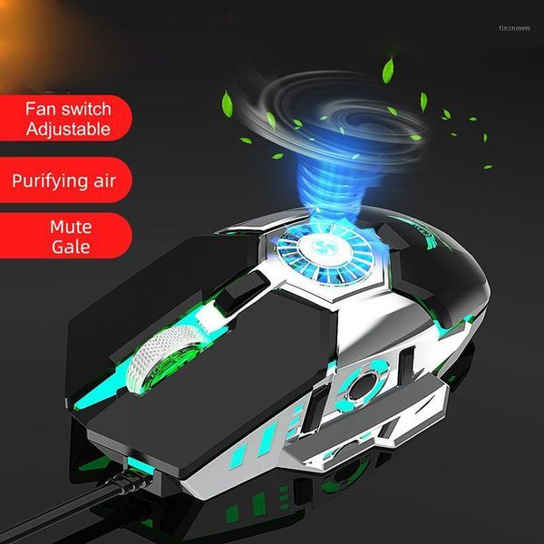 

mice cooling fan gaming mouse usb wired rgb luminous 7 buttons 7200 dpi computer gamer macro programming for pubg pc lap