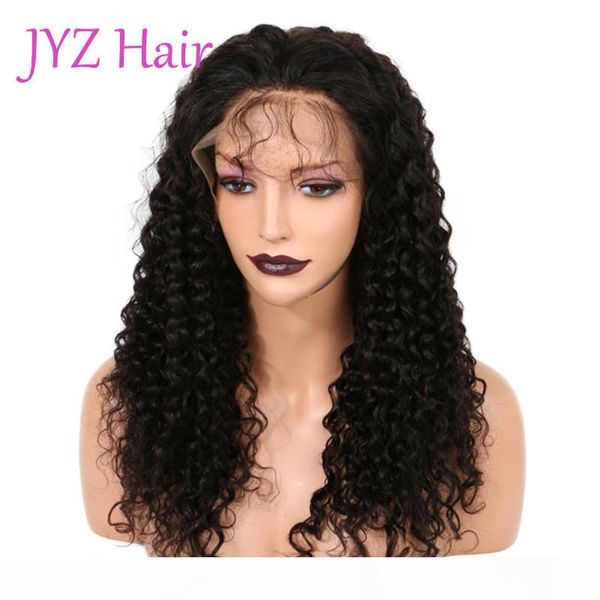 

glueless full lace human hair wigs kinky curly natural color peruvian brazilian malaysian indian mongolian lace front wigs with baby hair, Black;brown