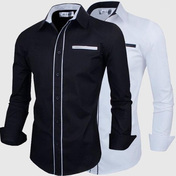 

zogaa mens dress shirts business casual men shirt long sleeve solid color mens shirts streetwear 2 colours size plus s-2xl shirt1, White;black