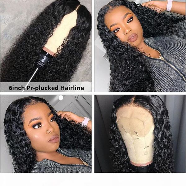 

brazilian deep curly 13x6 lace front human hair wigs with baby hair kinky curly 360 lace frontal wigs for black women, Black;brown