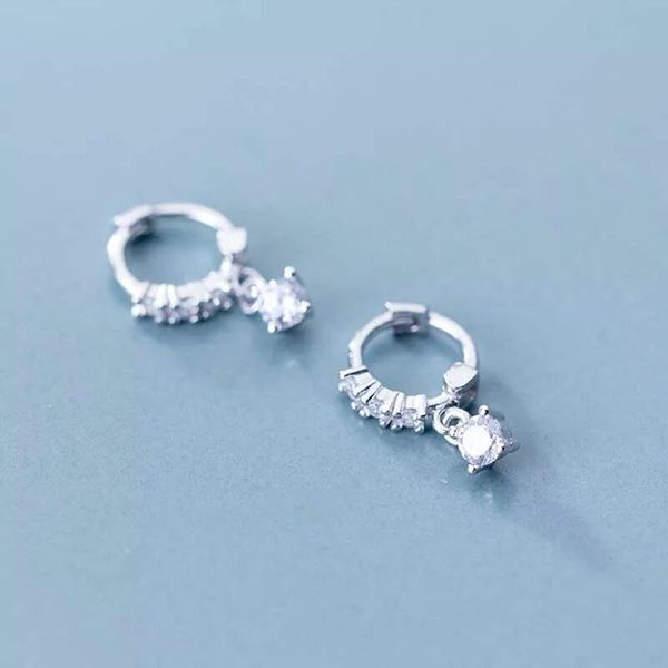 

100% 925 sterling silver style round zircon hoop earrings for trendy women party gold rose color fashion jewelry gift g0733, Golden;silver