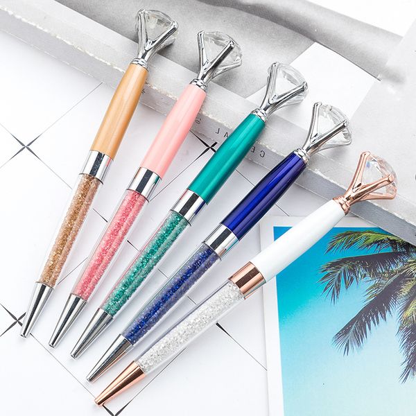 

colorful big crystal pen diamond ballpoint pens stationery ballpen oily rotate twisty black refill dhl