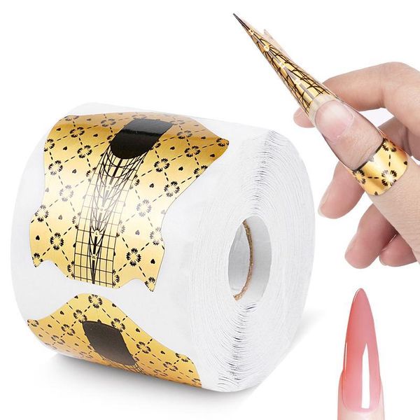 

300pcs nail art guide form sticker golden acrylic uv gel polish stylish tips extension na sqcmux, Black