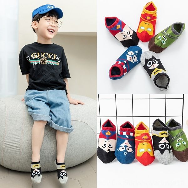 

spring boat cotton and autumn 2020 new children's hero series boat cartoon boyscotton socks 5 pairs of children's socks xpdmk, Black