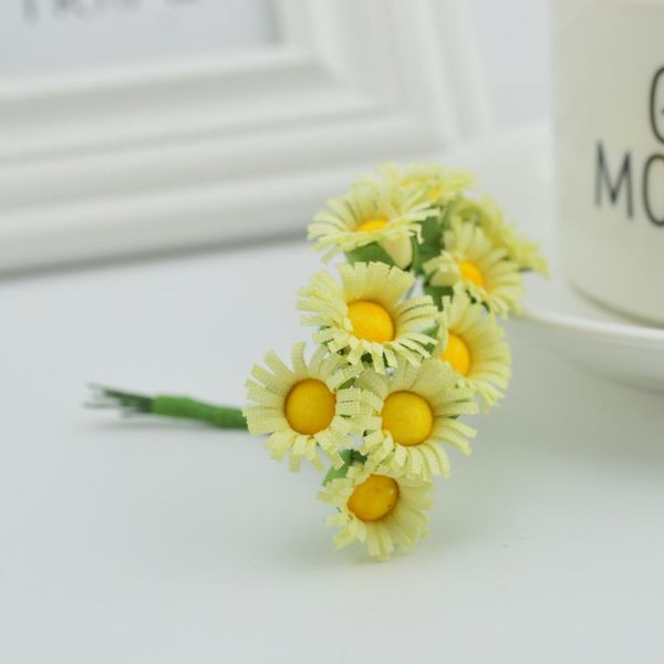 

10pcs slik mini daisy bouquet wedding decoration fake gerbera diy wreath candy box gift handmade material artificial sunflower bbybuc