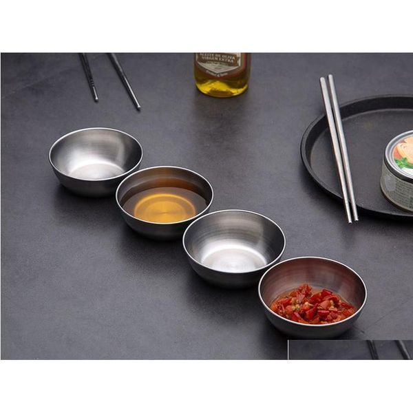

100pcs stainless steel sauce dish kitchen soy sauce small dish dip plate seasoning bowl connt contai sqcdhu item_home