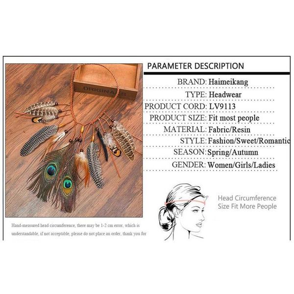

haimeikang 2019 feather hair band bohemian hip hop festival female peacock feather headband haimeik qylwku