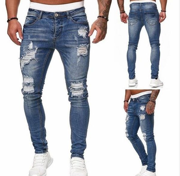 

2021 new fashionable european and american men's casual jeans ,high-grade washing, pure hand grinding, quality optimization la38710, Blue
