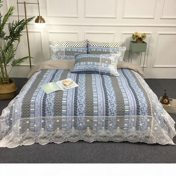 

роскошные кружева ручной край постельных набор satin как шелк пододеяльник верхняя сторона 100% хлопок нижняя сторона и простыня или приспос