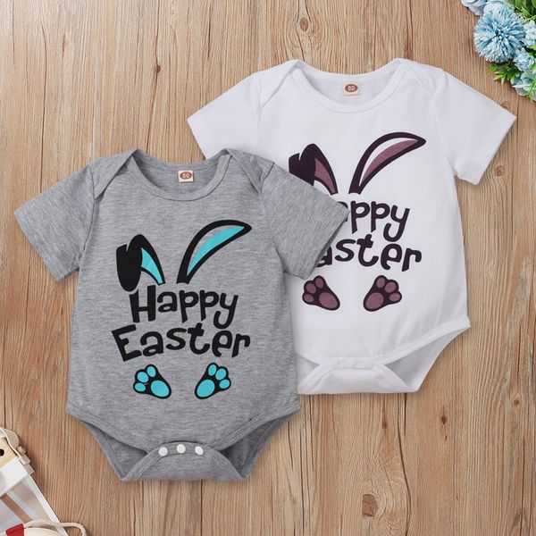 

newborn baby romper summer jumpsuit letter rabbit ear infant girl boy princess happy easter onesies bodysuit clothes, Blue