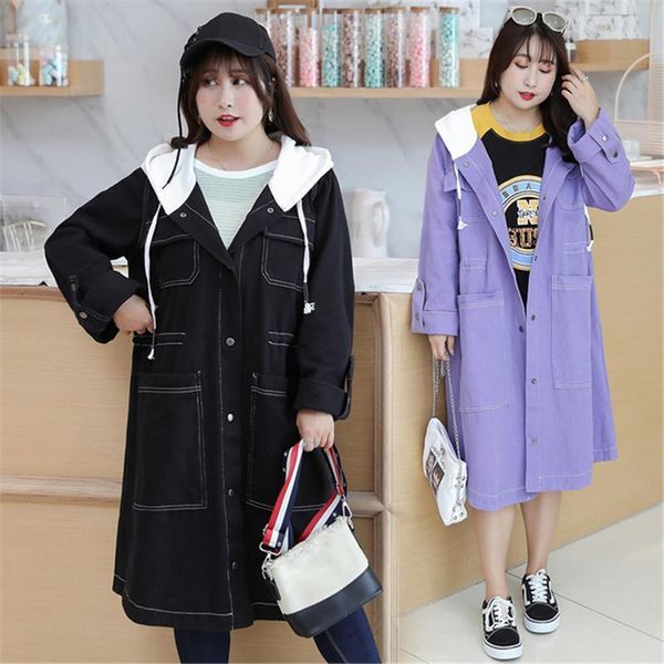 

new 2021 cowboy windbreaker jacket women fashion long sleeve hooded denim jacket ladies casual jean coats outwear cardigan a11061, Tan;black