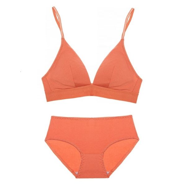 

pure color cotton underwear girl flat triangle cup large bra suit, Red;black