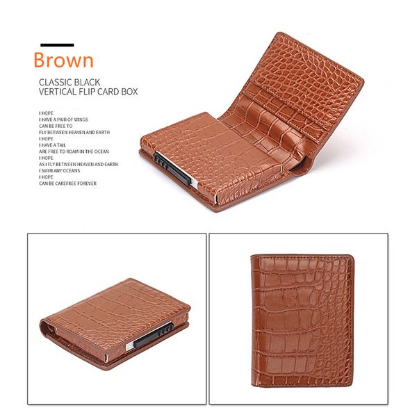 

new credit card holder slim wallet aluminium men women metal wallet for cards business card package rfid protector.#dfg, Brown;gray